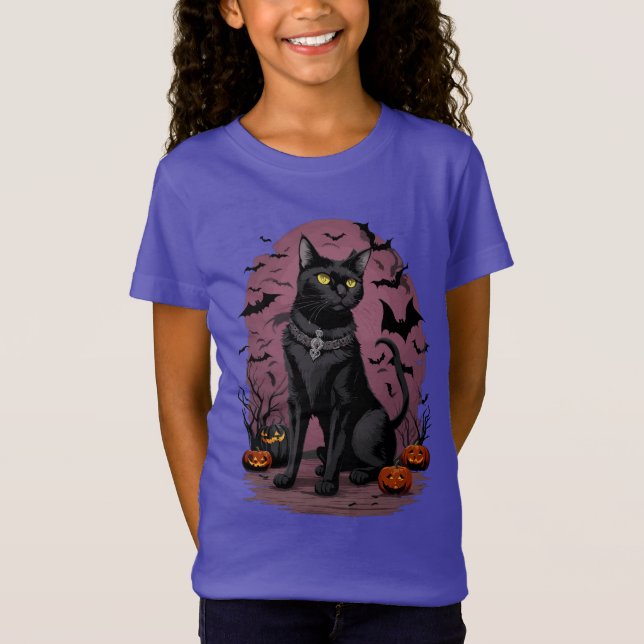 T-Shirt Black Cat Magic pour Halloween (Devant)