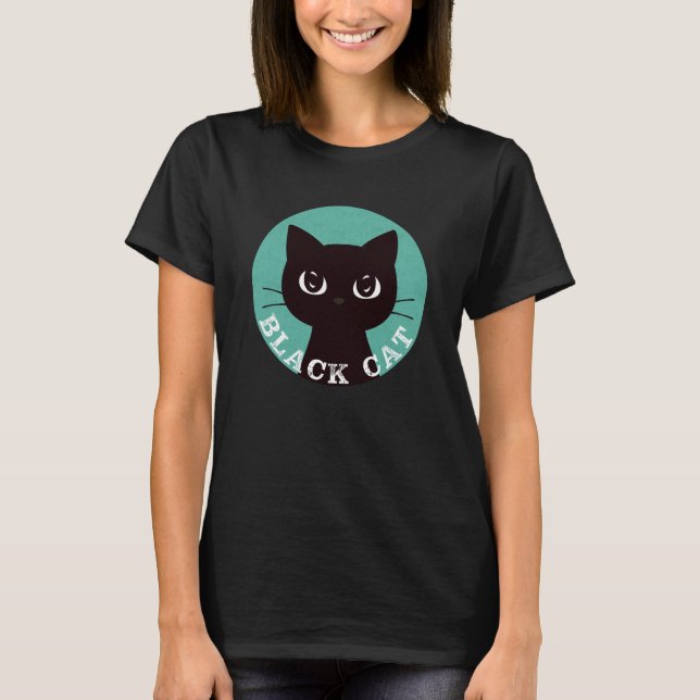 T-shirt BLACK CAT | Minimalist Modern Pop Black Cat (Devant)