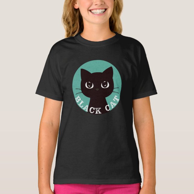 T-shirt BLACK CAT | Minimalist Modern Pop Black Cat (Devant)