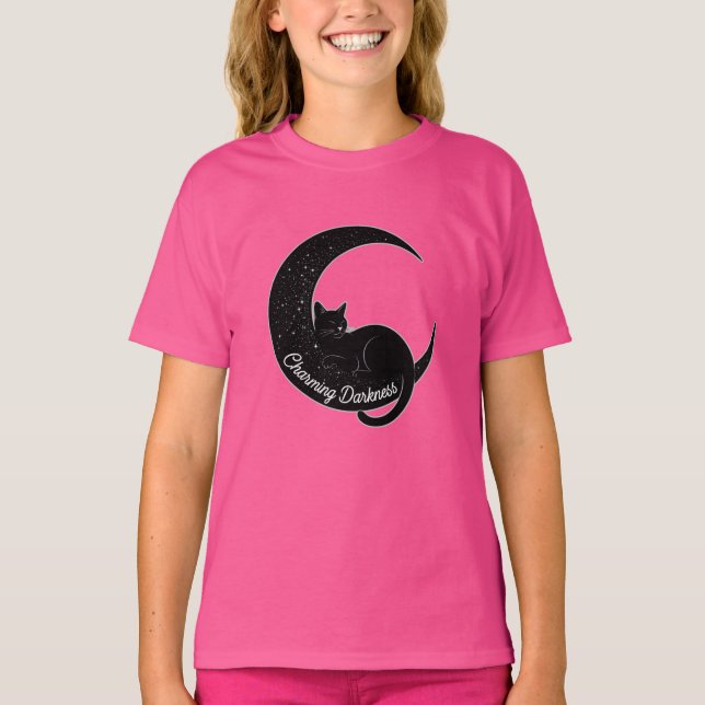 T-shirt Black Cat on the Crescent Moon: Charm of Darkness  (Devant)