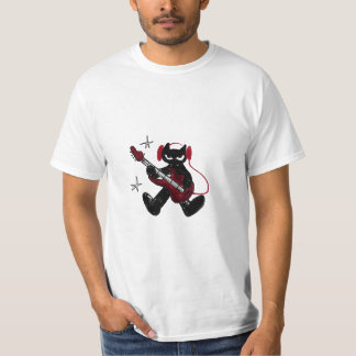 T-shirt Black Cat Playing Electric Guitar Rockstar Kitty 