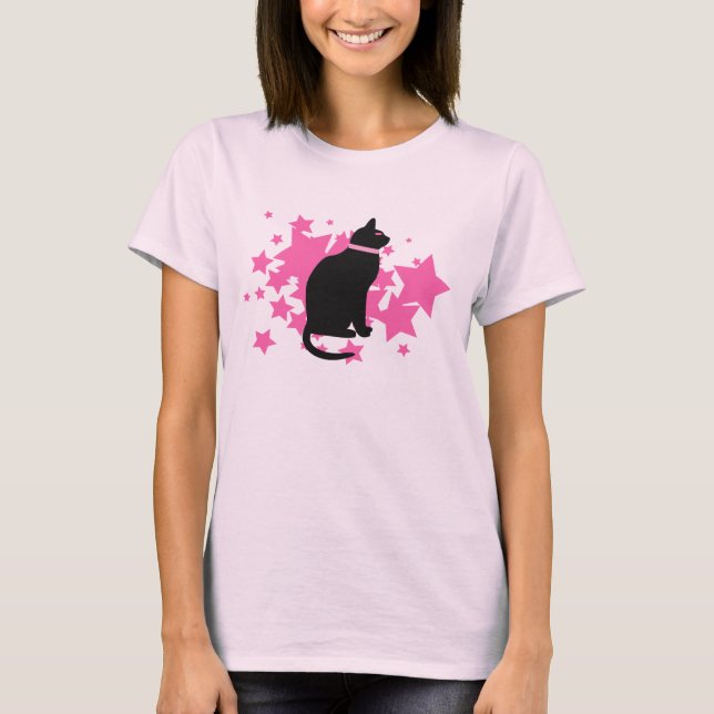 T-shirt Black cat rose (Devant)