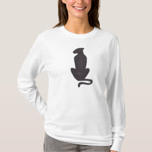 T-shirt Black Cat Silhouette femme blanc à manches longues