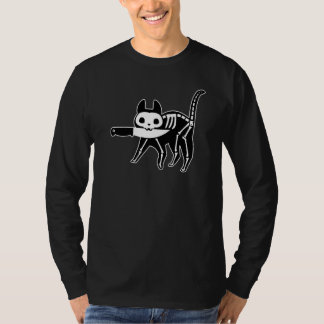 T-shirt Black Cat Skeleton Murderous Cat With Knife Cat Wh