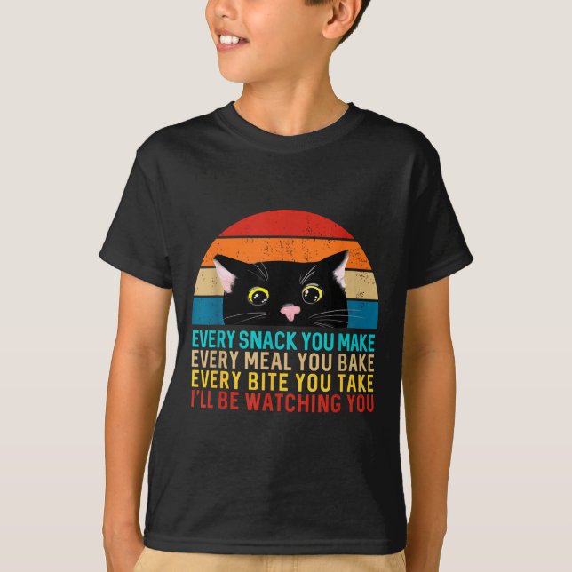 T-shirt Black Cat Themed Every Snack You Make Retro Peekin (Devant)
