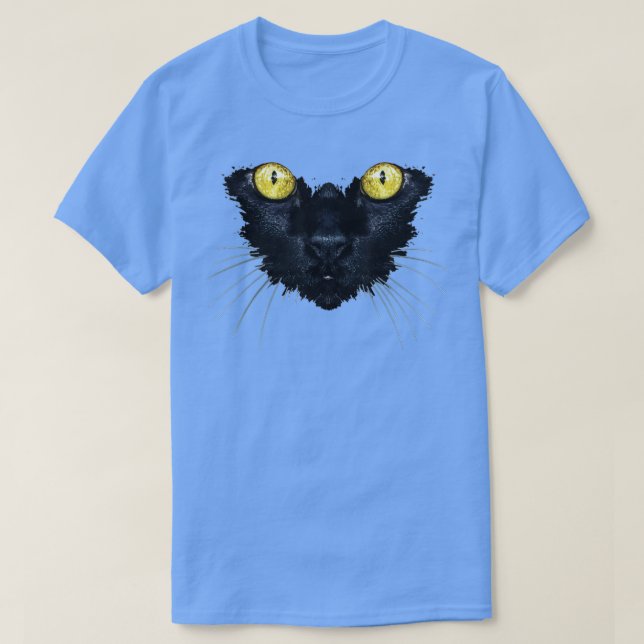 T-shirt Black Cat  Yellow Eyes Kitty Kitten Cat Face  (Design devant)