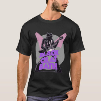 T-shirt BLACK CHAT BATH - chat rock et humour metal
