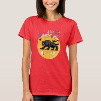T-shirt black cougar on halloween night