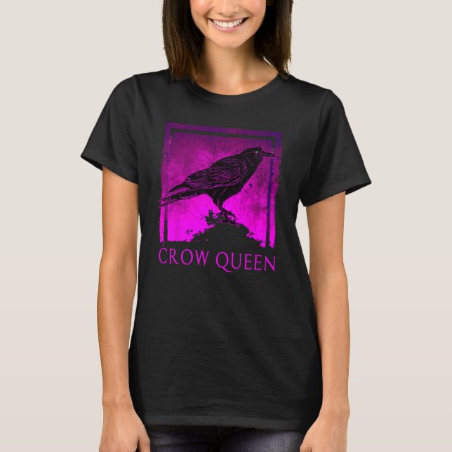 T-shirt Black Crow Queen Bird Watching (Devant)