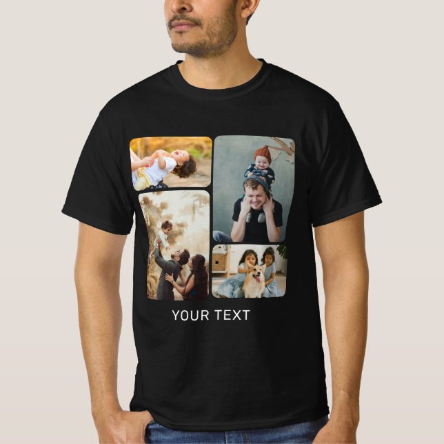 T-shirt Black Custom Ajouter un collage photo et du texte (Devant)