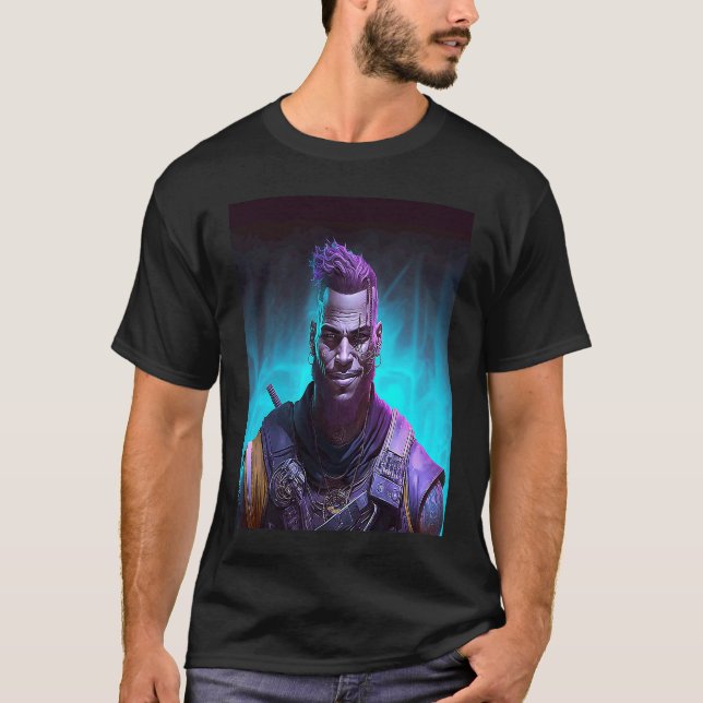 T-shirt Black Cyberpunk Warrior (Devant)