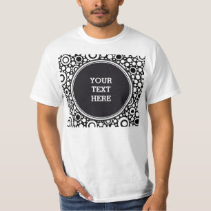 T-shirt Black Dots & Circles Grid + your backgr. &