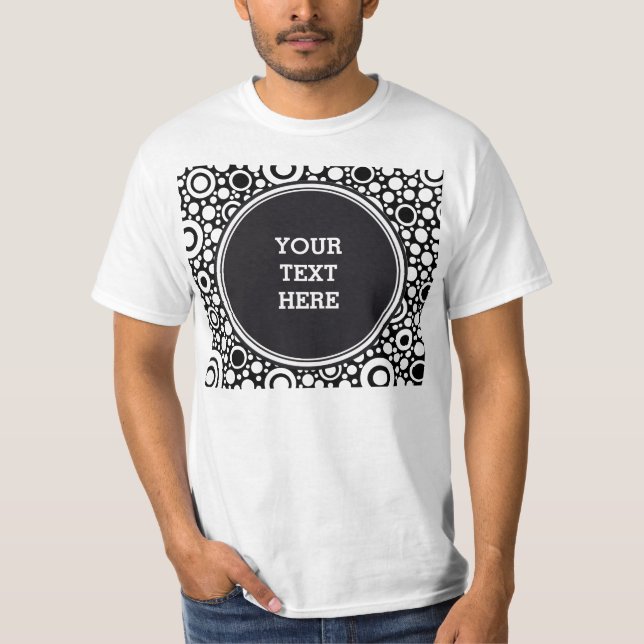 T-shirt Black Dots & Circles Grid + your backgr. & (Devant)