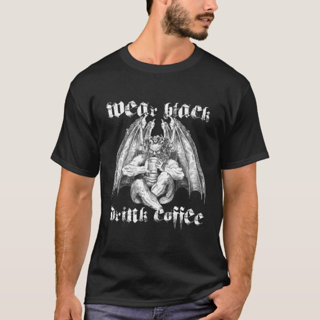 T-shirt Black Drink Coffee Satan Devil Cul (Devant)