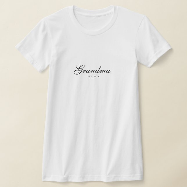 T-shirt Black Elegant Script Established Grandma (Poser)