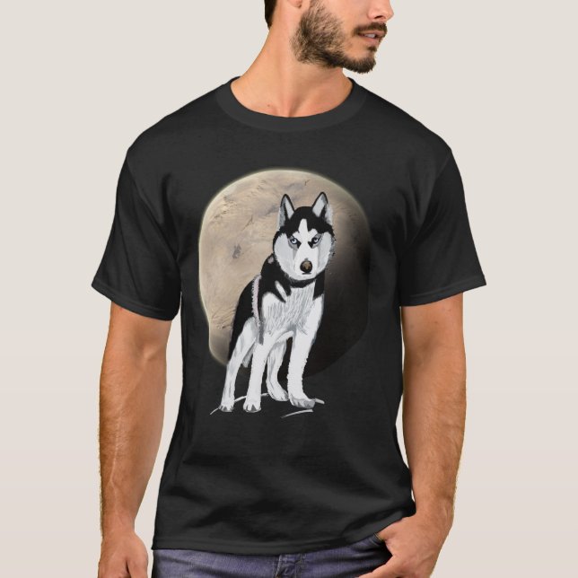 T-shirt Black et White Husky (Devant)