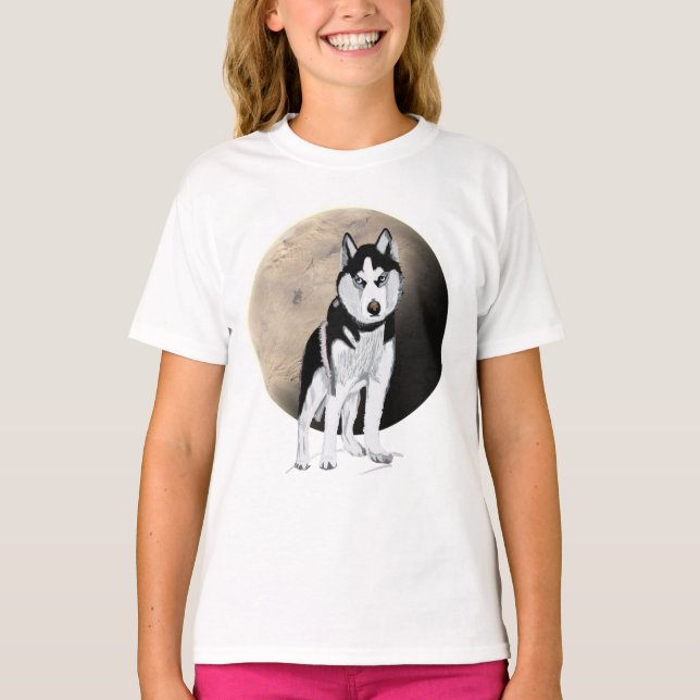 T-shirt Black et White Husky (Devant)