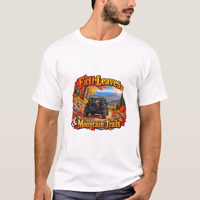 T-Shirt Black_Fall Leaves & Mt Trails (Devant)