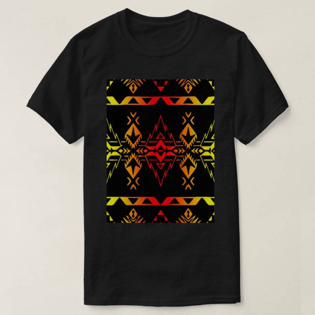 T-shirt Black Fire Color Native Geo Print V4 (Design devant)