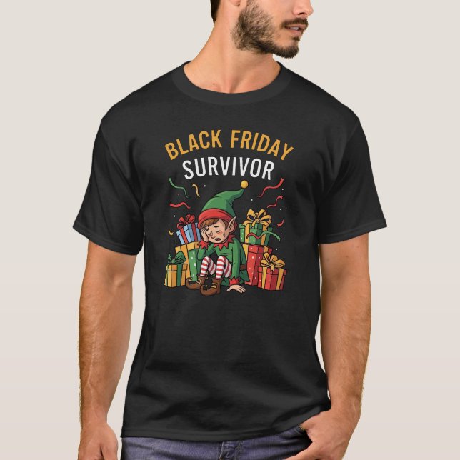 T-shirt Black Friday Survivor – Funny Christmas Shopper (Devant)