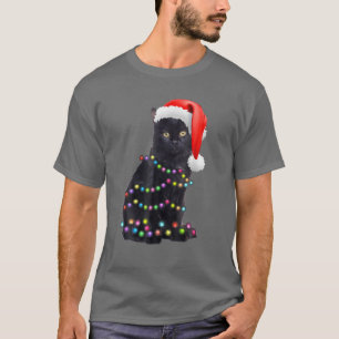 T-shirt Black Funny Chat Noël Amoureux des chats léger Chr