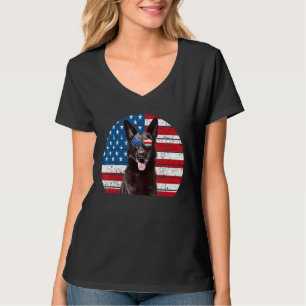 T-shirt Black German Shepherd drapeau américain 4 juillet 