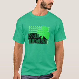 T-shirt Black Get Lucky Clover St Patrick Green Men Tee