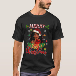 T-shirt Black Girl African American Melanin Père Noël Merr