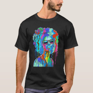 T-shirt Black Girl Inspiré Black Woman Peinture Déchets Re