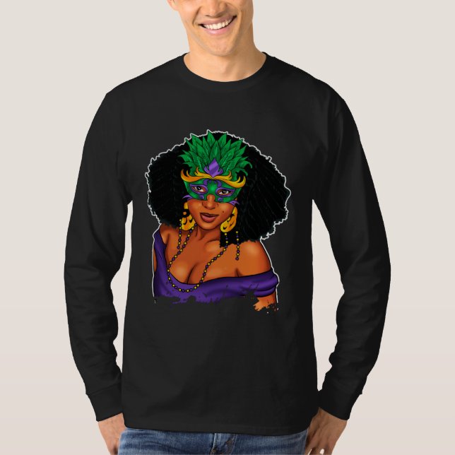 T-shirt Black Girl Magic Mardi Gras  Woman Thick Fine Mask (Devant)