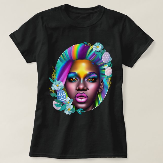 T-shirt Black Girl Magic Rainbow Spring Melanin Sista Femm (Design devant)