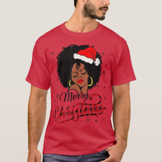T-shirt Black Girl Santa Hat Afro Joyeux pull de Noël