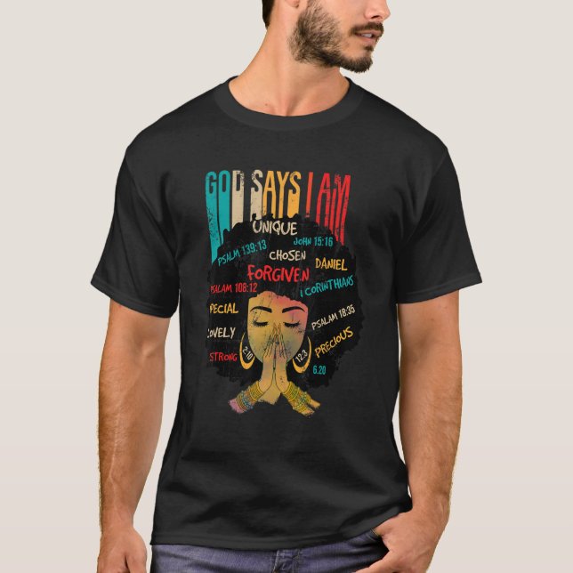 T-shirt Black Girl Says I Am Black Melanin History Month P (Devant)