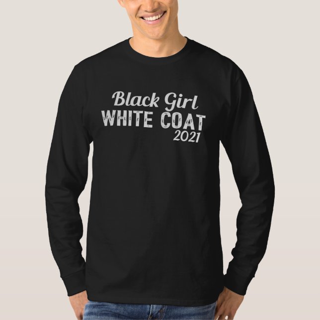 T-shirt Black Girl White Coat (Devant)