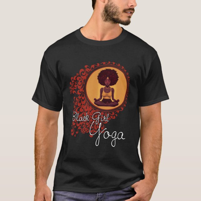T-shirt Black Girl Yoga Meditation or Exercise and Workout (Devant)