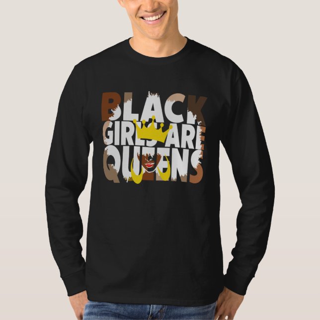 T-shirt Black Girls Are Queen Retro Afro Girl Black Histor (Devant)