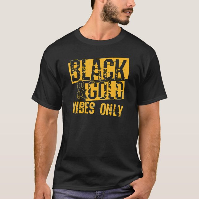 T-shirt Black Gold Game Day Group  For High School Footbal (Devant)