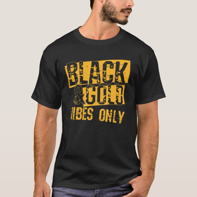 T-shirt Black Gold Game Day Group for High School Football (Devant)