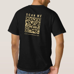 T-shirt Black Gold Scan Me QR Code Mens Double face Print
