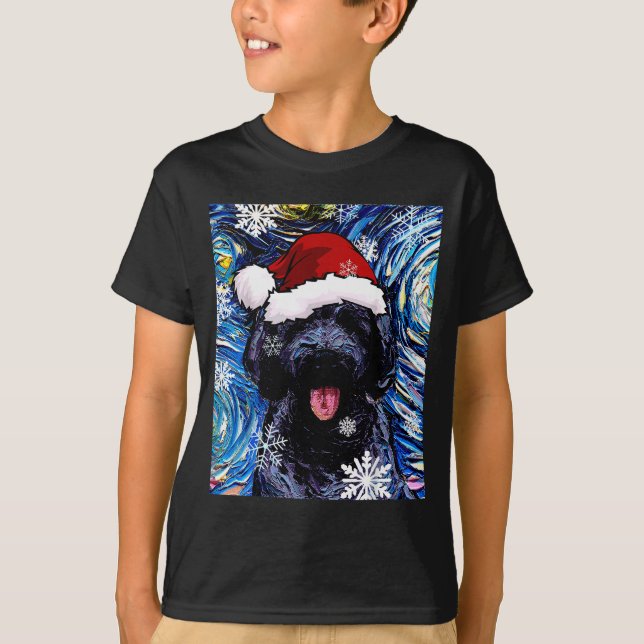 T-shirt Black Goldendoodle Labradoodle Santa Dog Christmas (Devant)