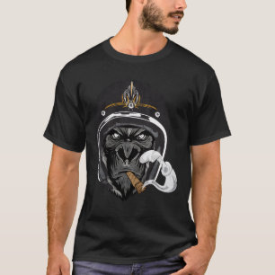 T-shirt Black Gorilla Funny Vélo Ape Casque Cigar Rider S