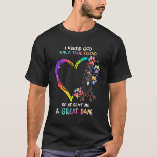 T-shirt Black Great Dane Est Mon Meilleur Ami Tie Dye Hear