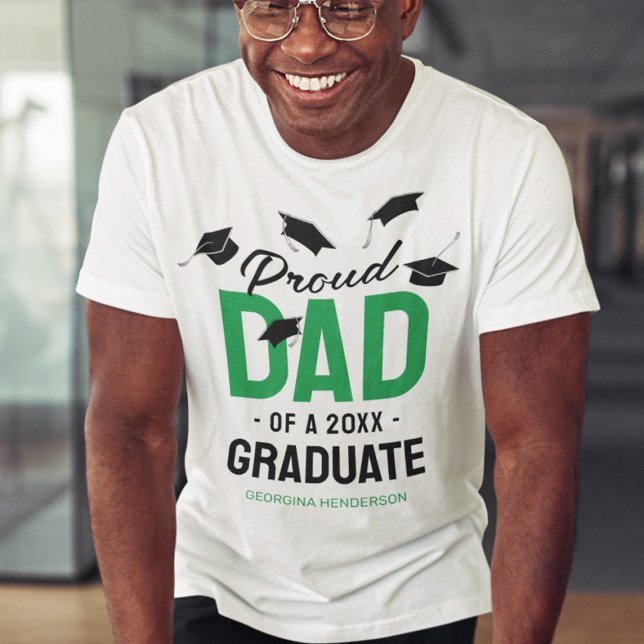 T-shirt Black Green Fier Papa 2025 Diplômé (Créateur téléchargé)