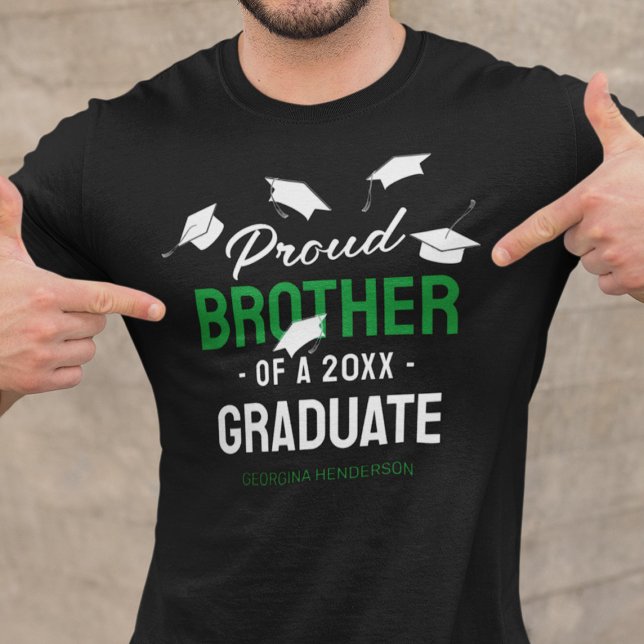 T-shirt Black Green Fiers Brother 2025 Diplômé (Créateur téléchargé)