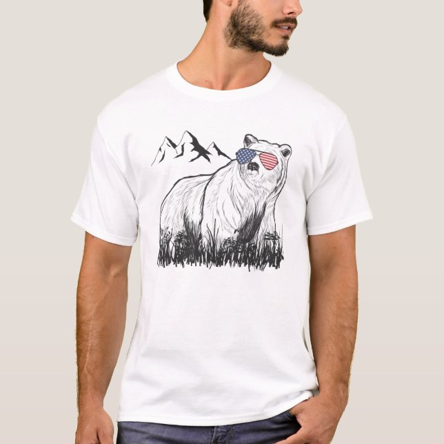 T-shirt Black Grizzly Bear Lunettes de soleil américaines (Devant)