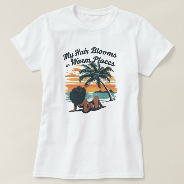 T-shirt Black Hair Summer Beach Afro Custom Tee (Design devant)