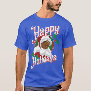 T-shirt Black Happy Holidays African American Père Noël Mr