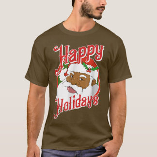 T-shirt Black Happy Holidays Père Noël afro-américain