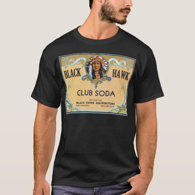 T-shirt Black Hawk Club Soda Étiquette Vintage (Devant)