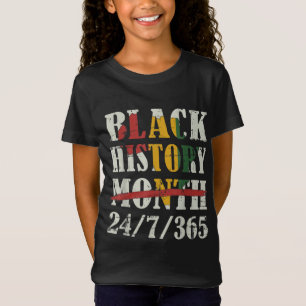 T-Shirt Black histoire mois 247365 avec drapeau de la cart